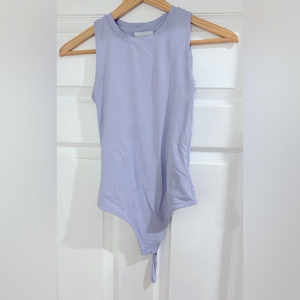 Lilac bodysuit with high neck, size XS